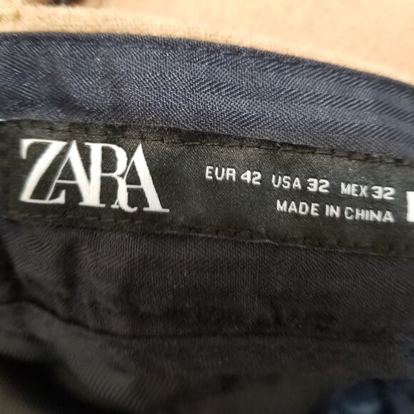 ZARA Women's Tan Wool Blend Pants Back Elastic Waist Pockets Belt Loops Sz 32 - Picture 7 of 13